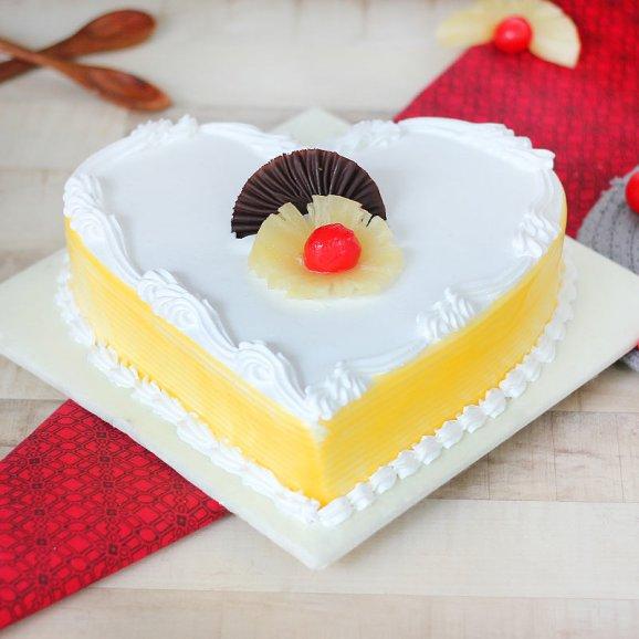 Mothers Day Heart Shape Pineapple Cake @ Best Price | Giftacrossindia