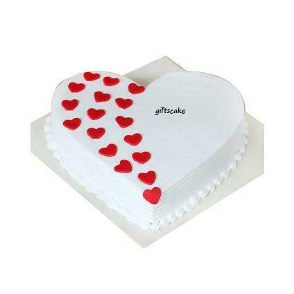 Hot Red Heart Cake 1kg - | India Flowers